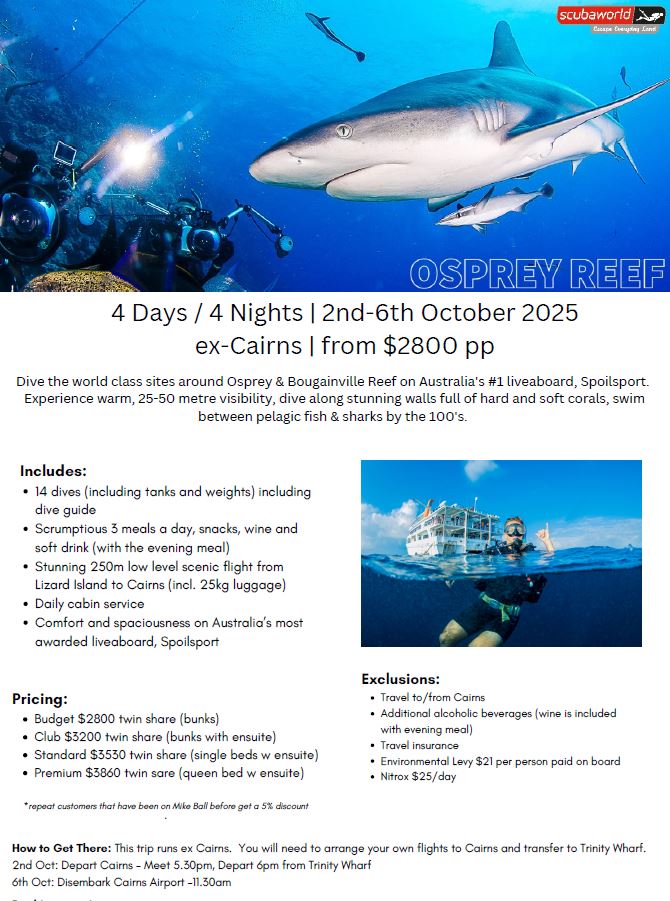 CAIRNS - Osprey Reef (Mike Ball Liveaboard) | 2-6 October 2025