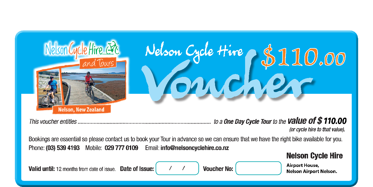 Gift Voucher $110 Cycle Tour or Hire