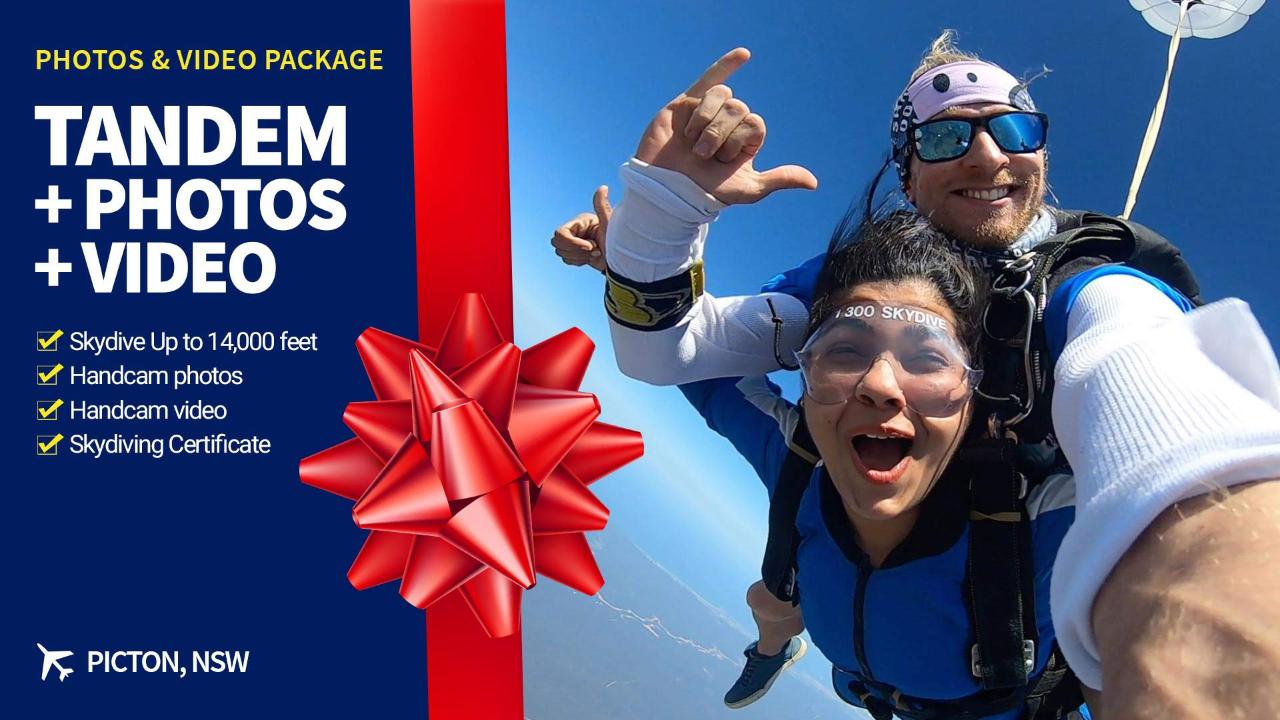 Gift Voucher Tandem Skydive with Video & Photos