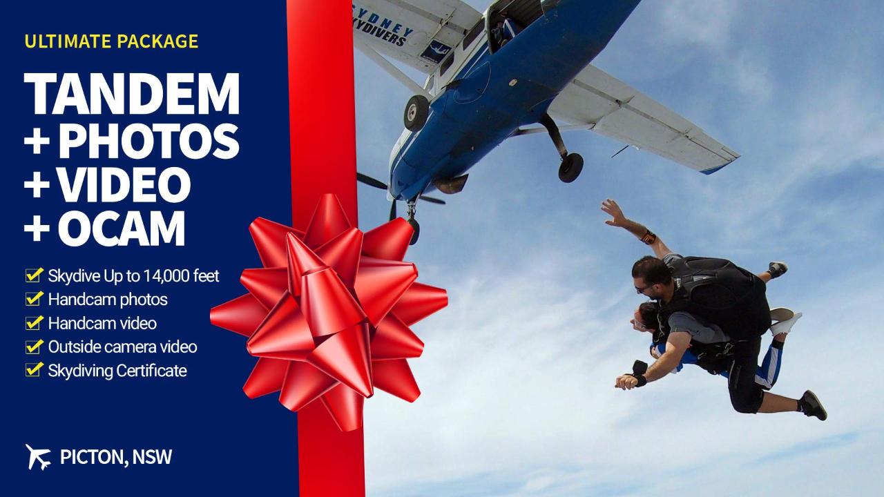 Gift Voucher Tandem Skydive with Ultimate Video Package