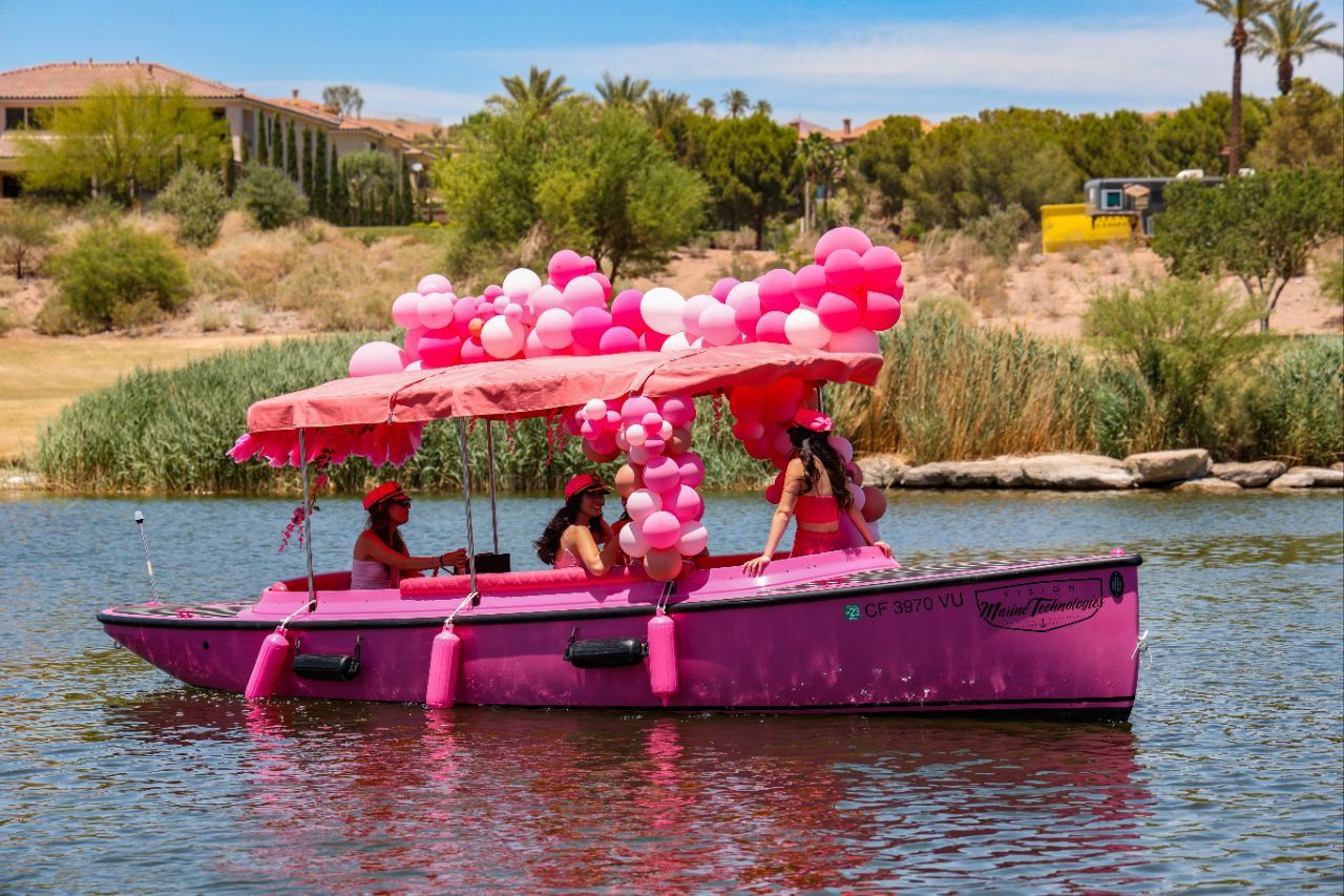 Pink Electric Boat Rental at Lake Las Vegas