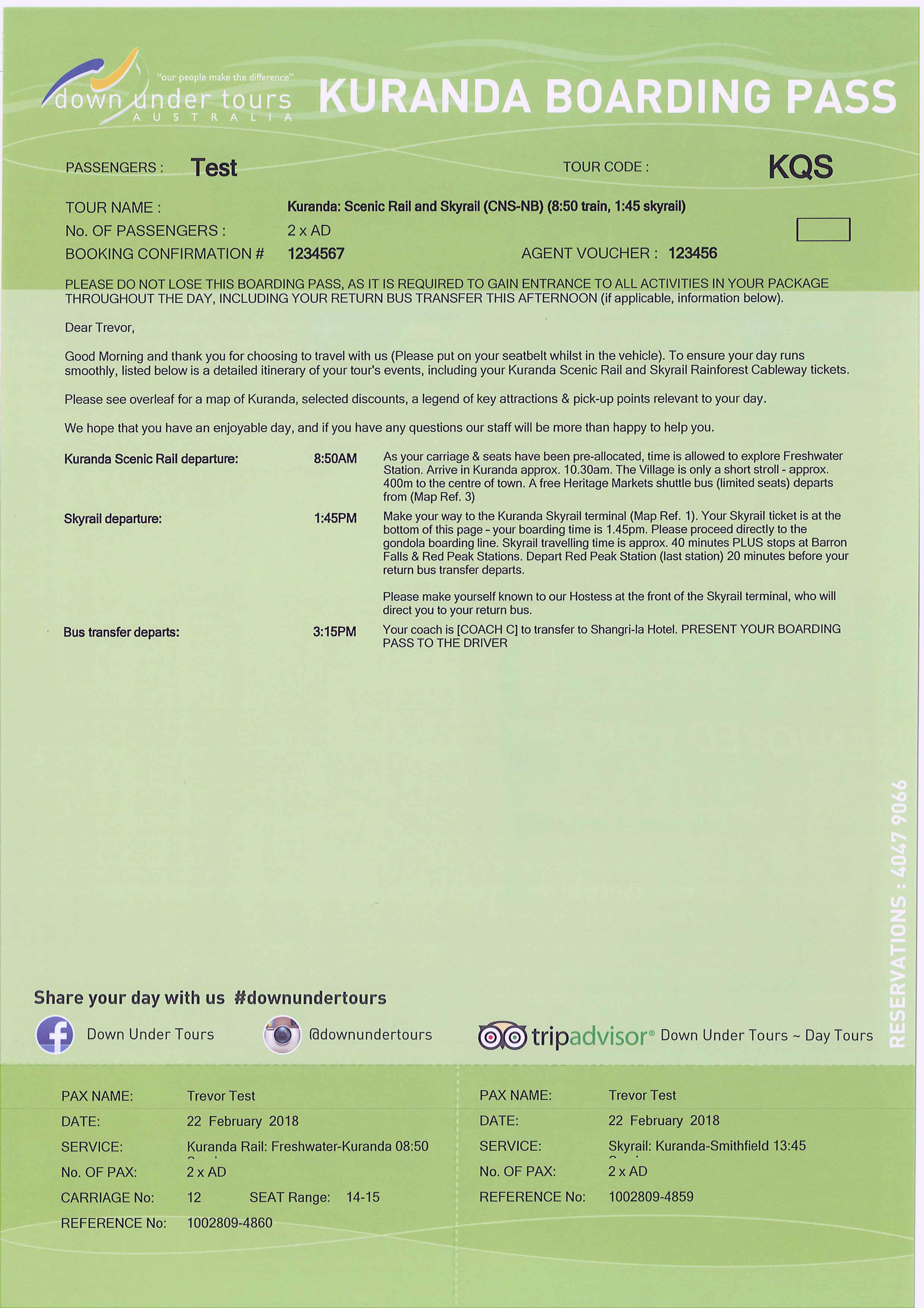 Kuranda: Skyrail and Scenic Rail Gold Class S-1100 Q-1530 XC