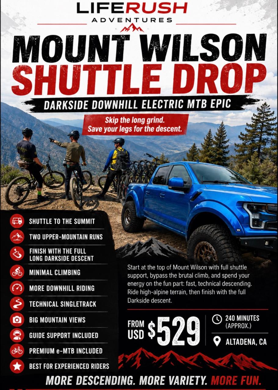 Mount Wilson: Darkside Downhill Electric MTB EPIC with Shuttle Drop
