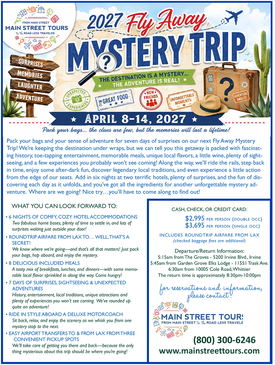 2027 Fly Away Mystery Trip