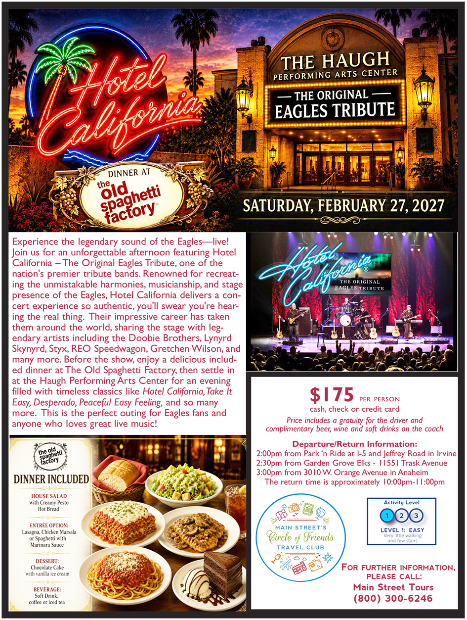 Hotel California: The Original Eagles Tribute with Dinner at the Old Spaghetti Factory
