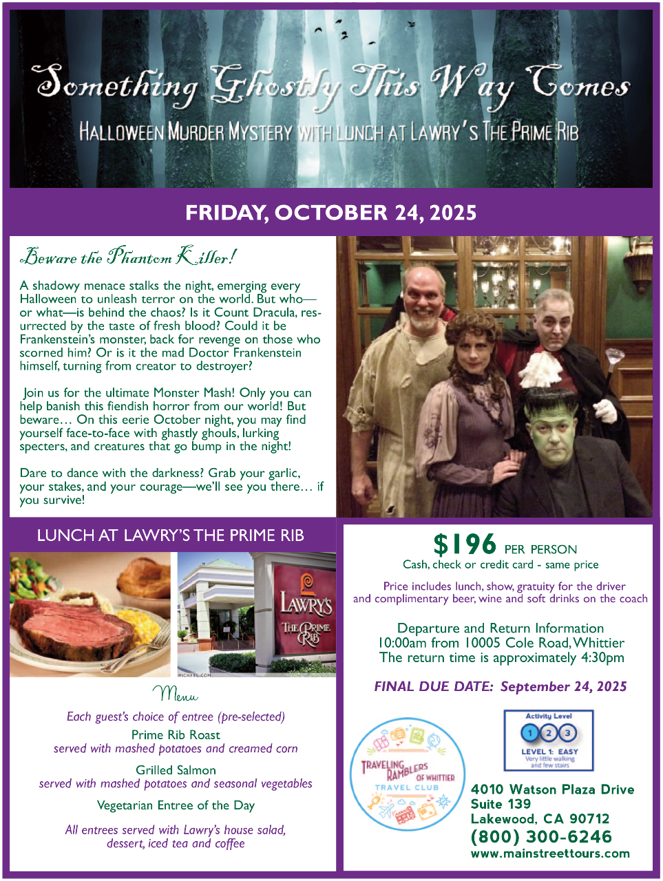 Halloween Murder Mystery with Lunch at Lawry's The Prime Rib