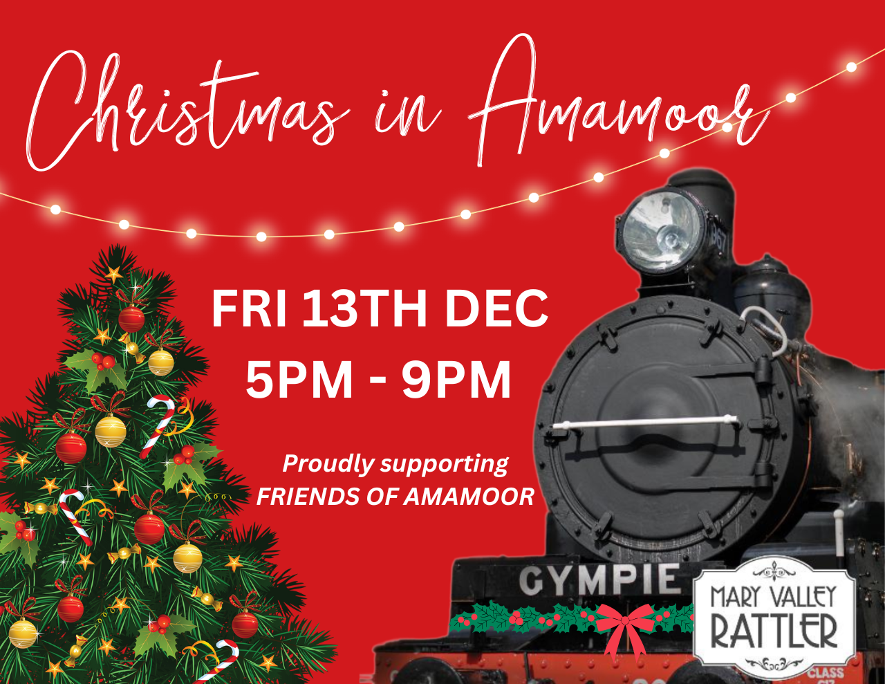 Christmas Twilight Train - Departs Friday 13th December - Christmas in Amamoor - Gympie to Amamoor (Return)