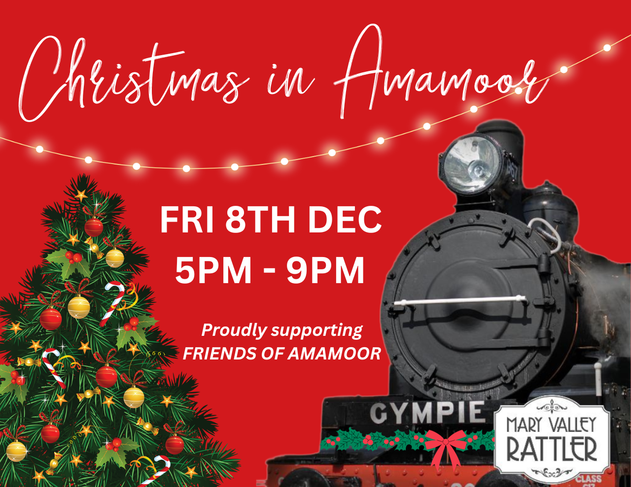 Christmas Twilight Train - Departs Friday 8th December - Christmas in Amamoor - Gympie to Amamoor (Return)