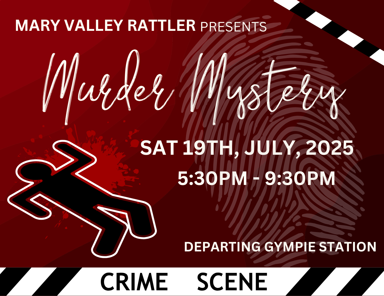 Murder Mystery Express - Departs Saturday 19th July - Gympie to Amamoor (Return)