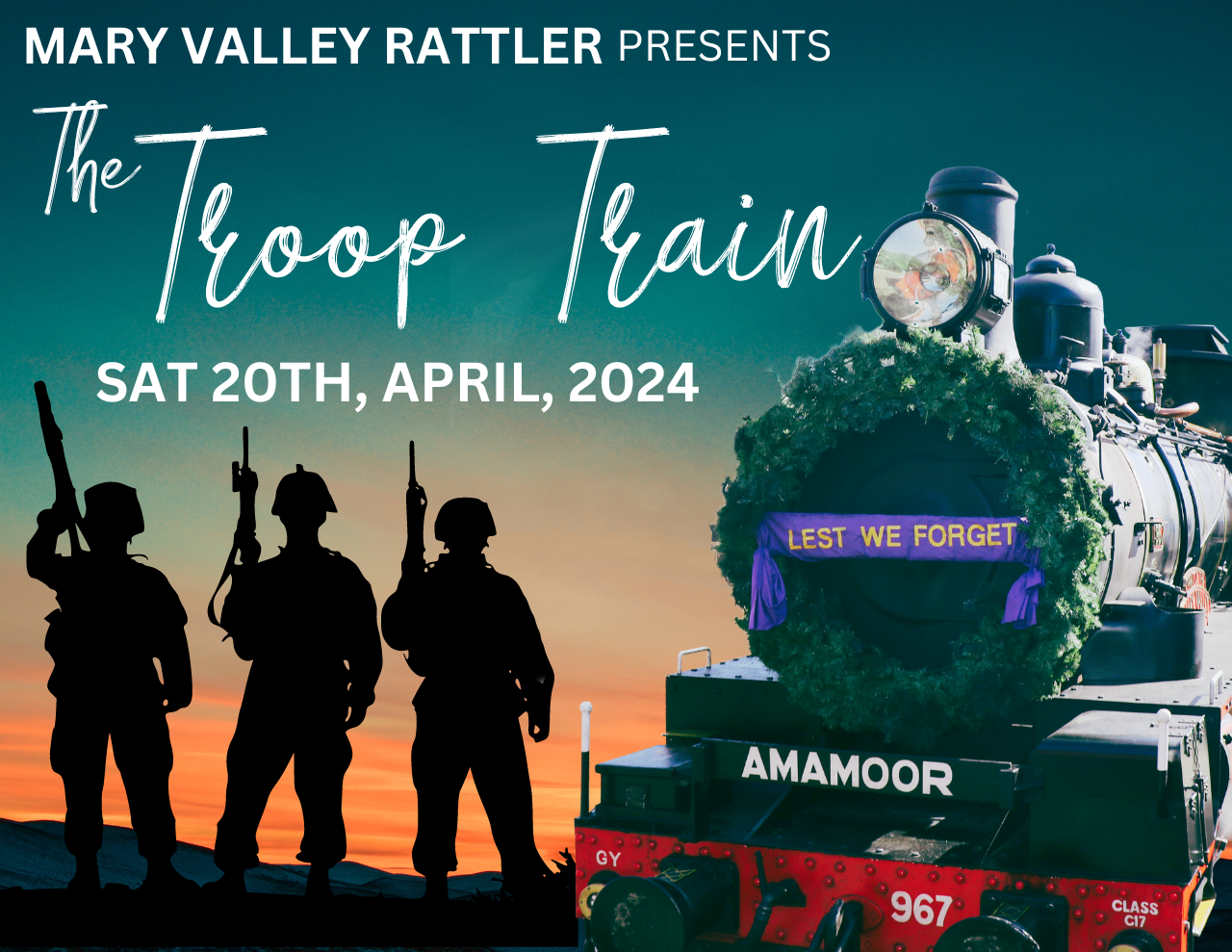 RSL Sub Branch Troop Train - Departs Saturday 20th April - Gympie to Amamoor (Return)
