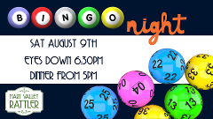 Bingo- Saturday 9th August 2025