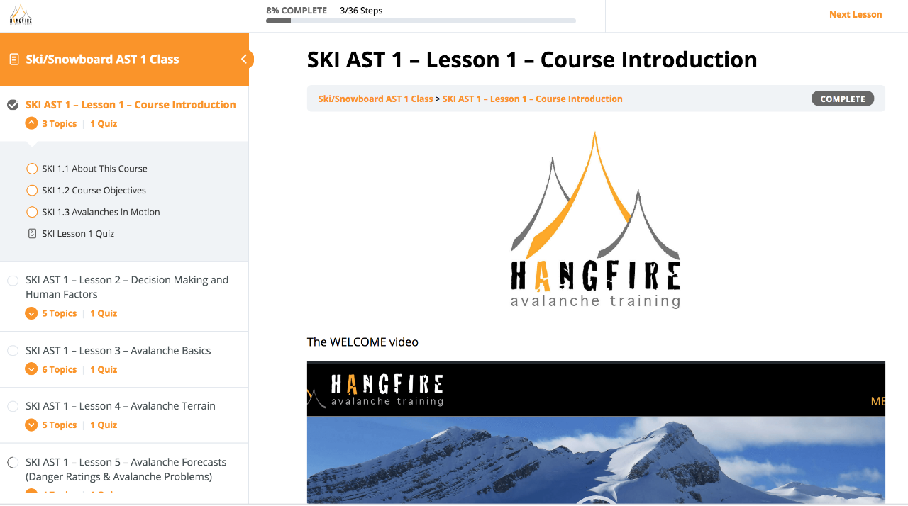 Ski/Board AST 1 Online Class