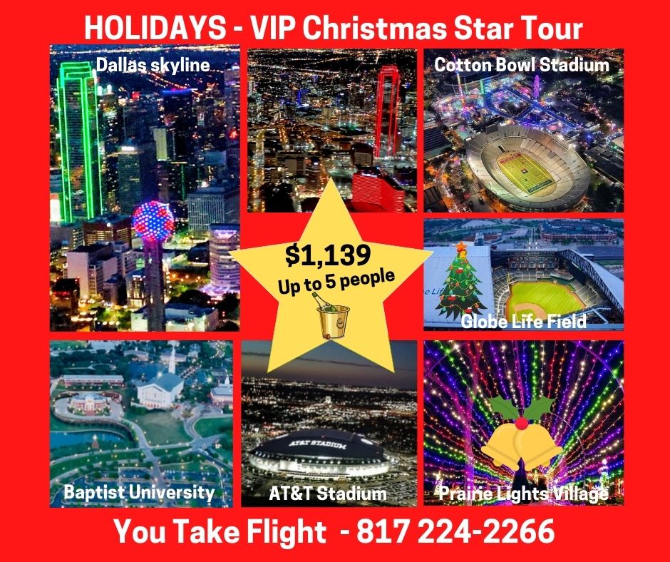 OLD - HOLIDAYS 2021 - VIP Christmas Star Tour for up to 5 - (flight time, approx. 42 -44 min.) Was $1,198                                                                    