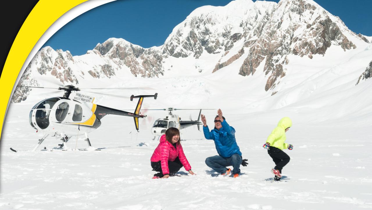 Spectacular Fox Glacier with snow landing (Fox Glacier departure)