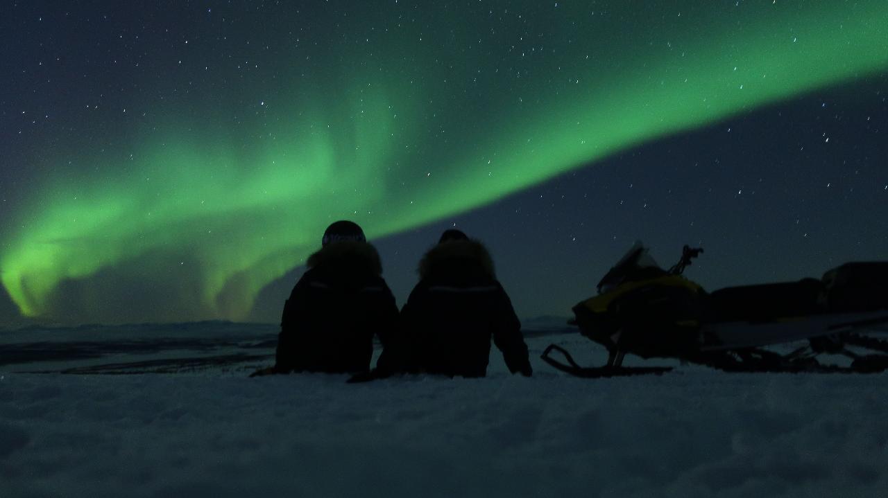 Experience the Northern Lights from top of Mt. Ednamvárri with 360 degree views