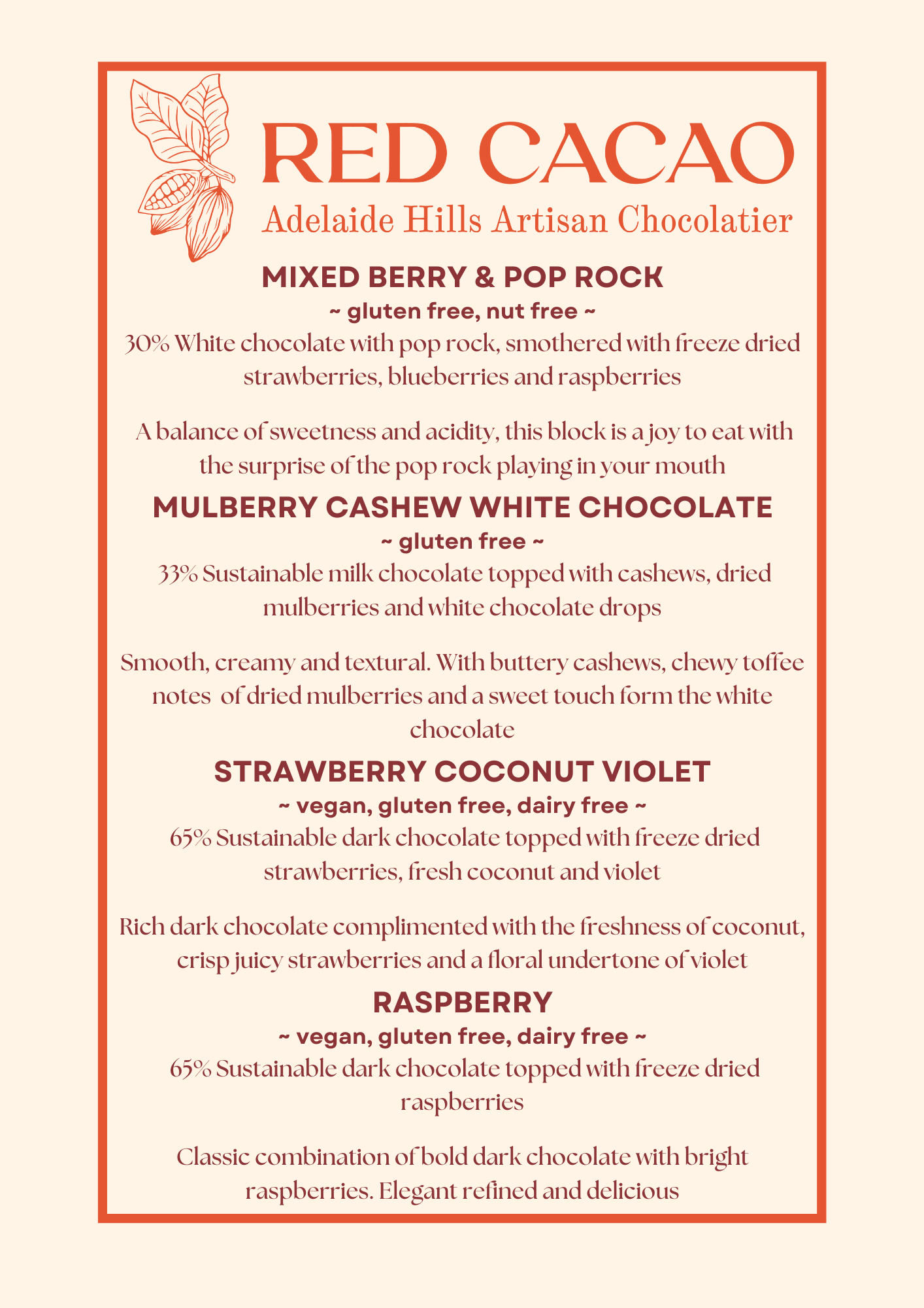 Red Cacao Chocolate & Wine Experience at Petaluma (TC)