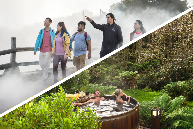 Rotorua Highlights including Te Puia & Secret Spot Hot Tubs Small Group Tour from Auckland