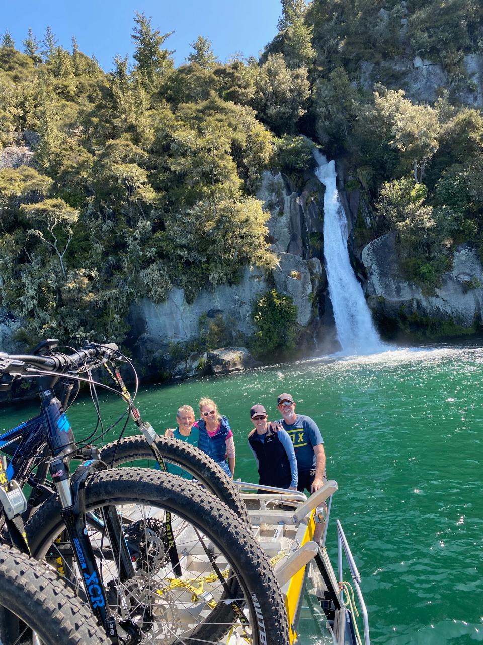 Taupo Matariki Ride Great Lake Trail Waihaha section Boat and road