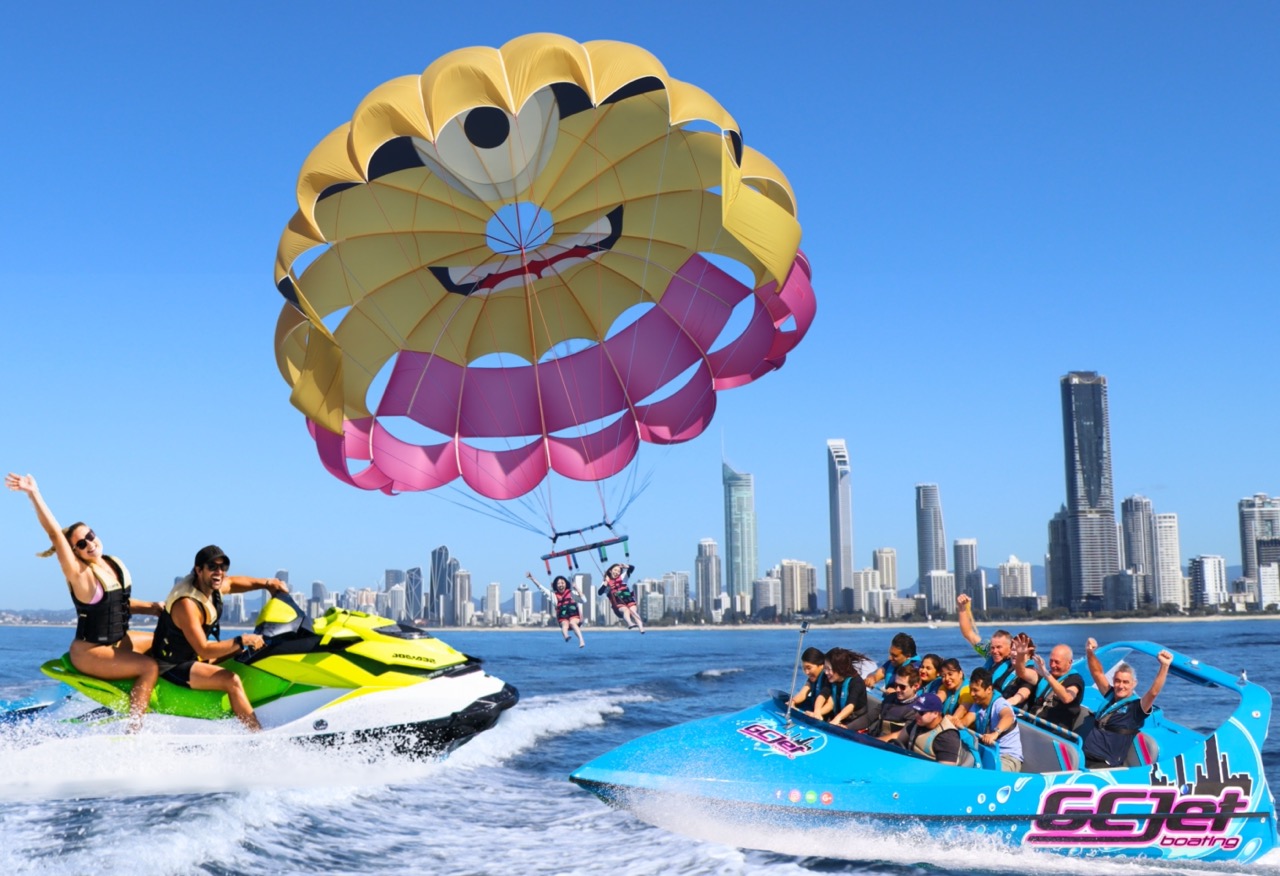 Tandem Parasail + Jet Boat + 1 Hour Jetski Safari - For 2