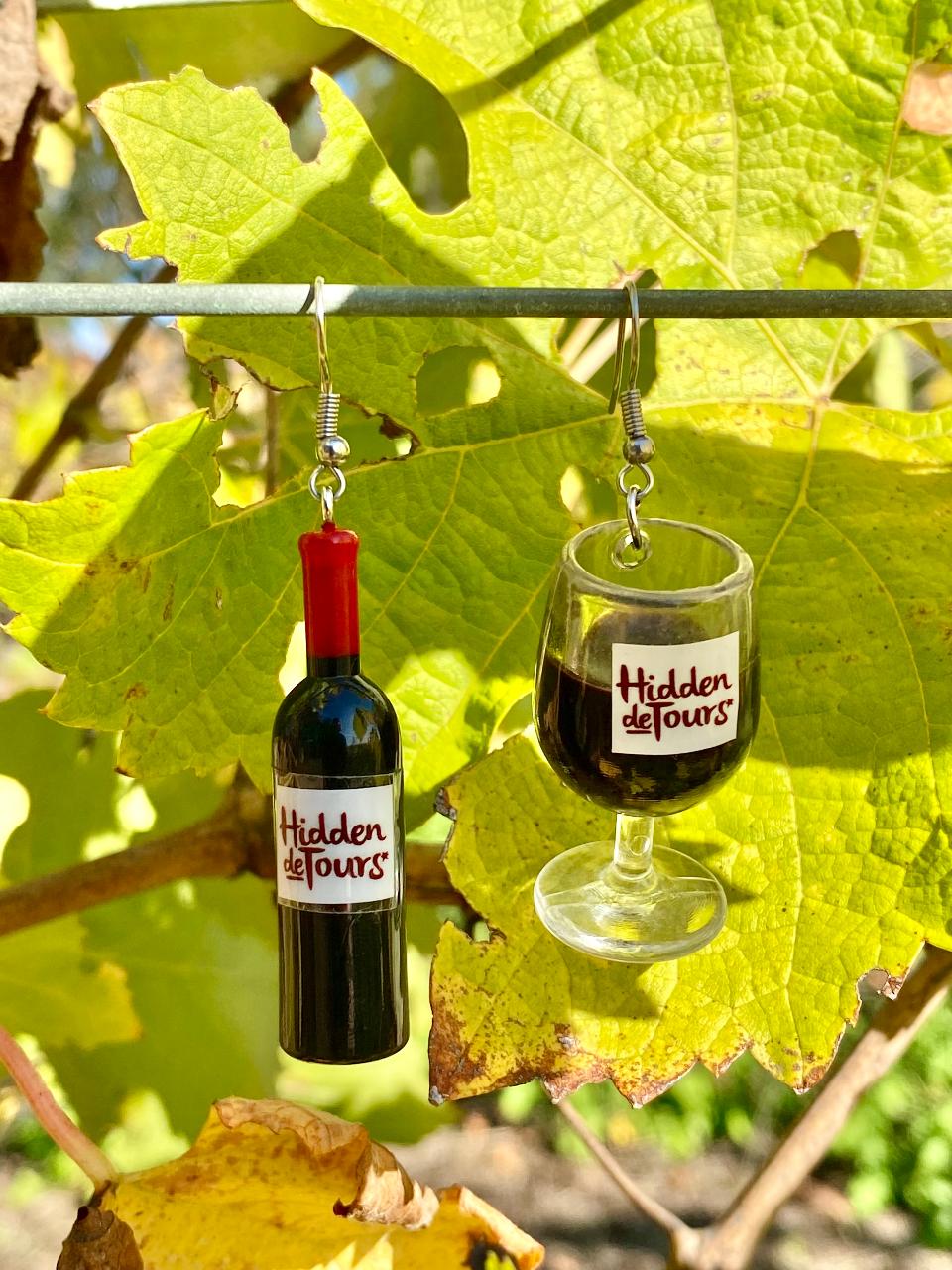 Red Wine Earrings - One Bottle and One Glass