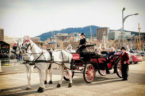 Horse drawn carriage ride around Hobart’s waterfront Tasmania Australia