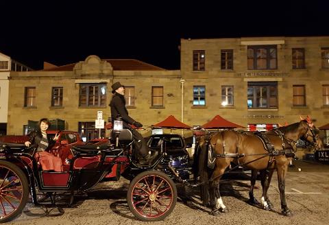 Horse drawn carriage ride around Hobart’s waterfront Tasmania Australia