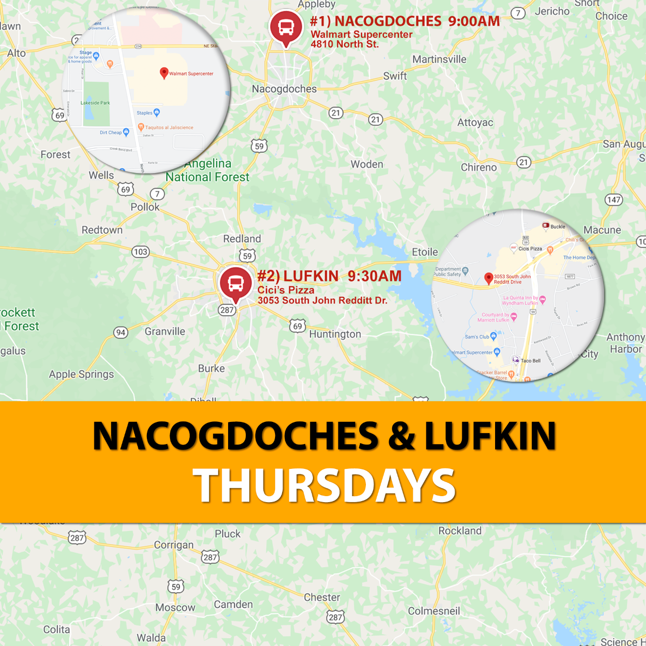 Nacogdoches/Lufkin Route