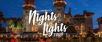 St. Augustine & “Nights of lights” Trolley, Scenic Boat Tour & Dinner Columbia 