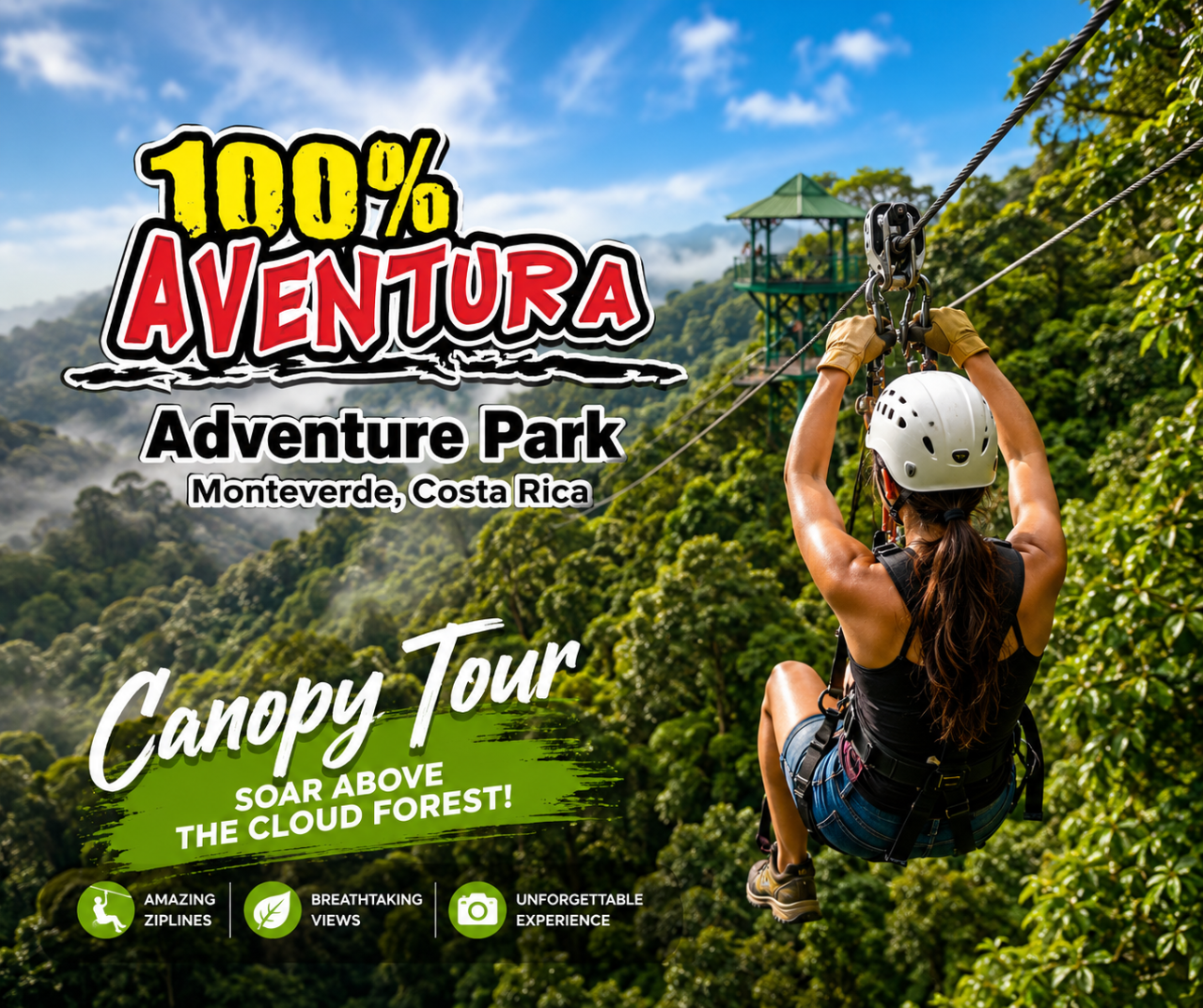 100% Aventura Canopy ( Zip Line)