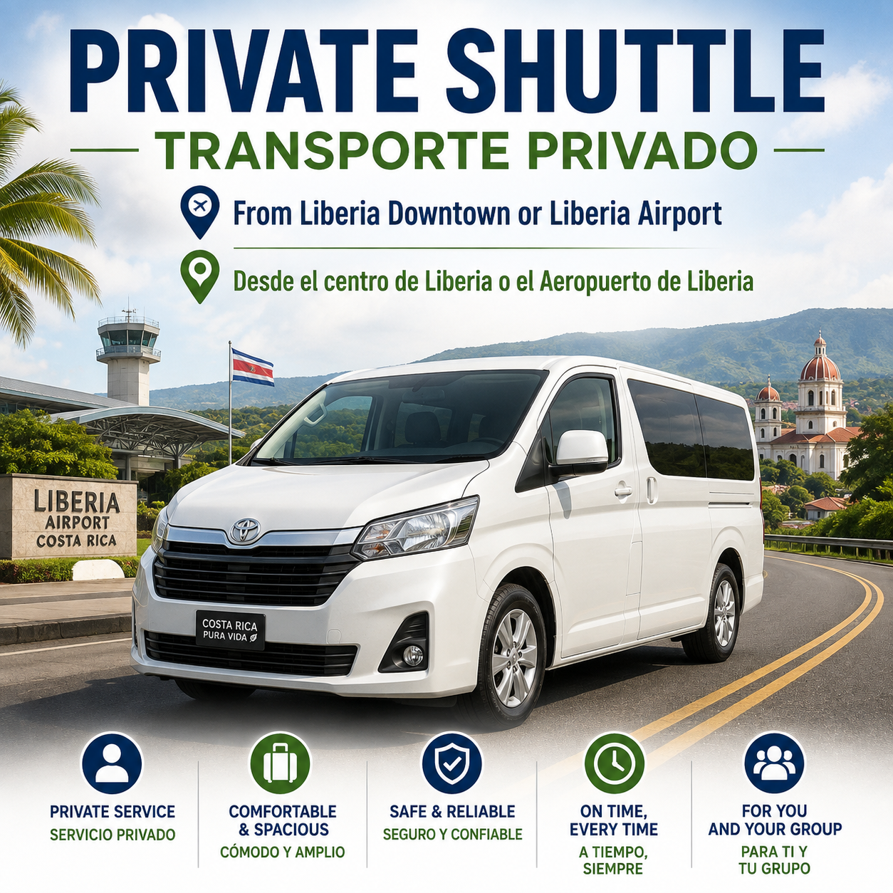 Private Shuttle Liberia Downtown OR  Airport ( LIR) to Monteverde