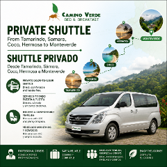 Private Shuttle Tamarindo, Samara, Coco, Hermosa to Monteverde