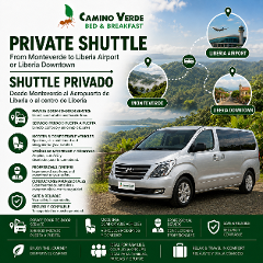 Private Shuttle Monteverde to Liberia airport or Downtown