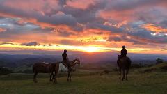 Beautiful sunset horseback riding in Equus Farm Monteverde