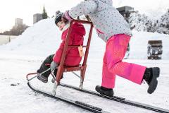 Location trottinette des neiges/Kick sled rental at Parc Jean-Drapeau