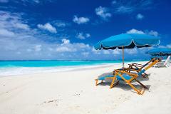 Beach Umbrella & 2 Beach Lounge Chairs